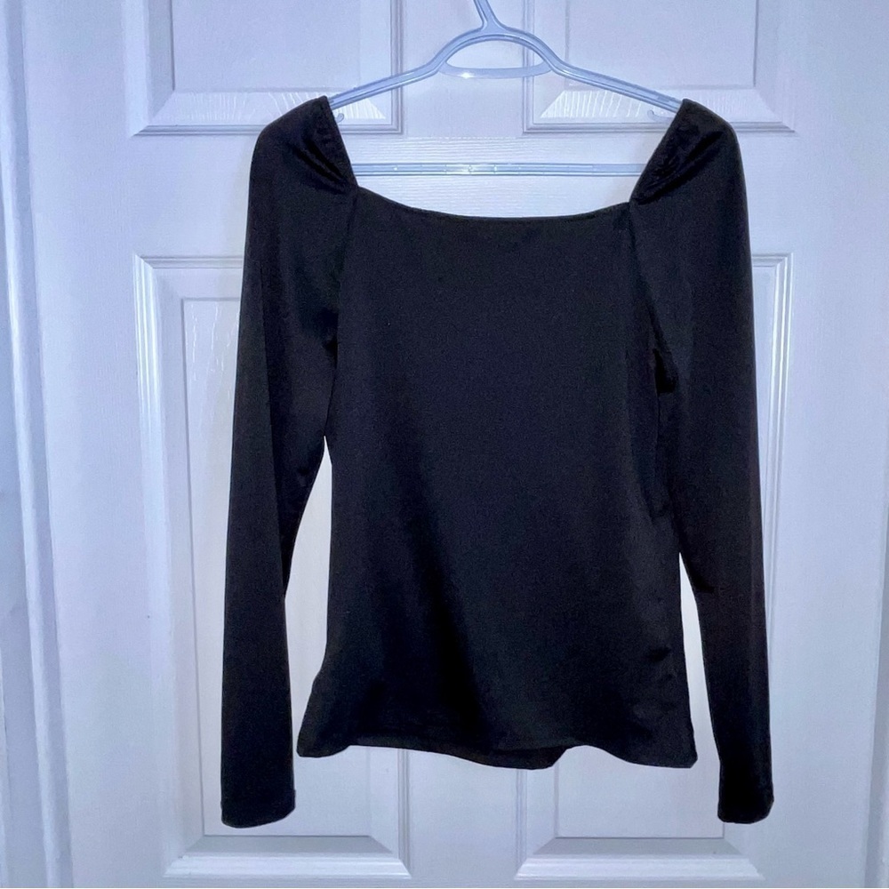 3/25$💥 AKA Top blouse black Women Medium long sleeve shirt chic v neck - Picture 6 of 6